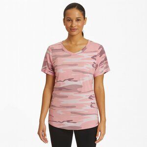 Himone Women's Camo Short Sleeve Pullover Top Size L